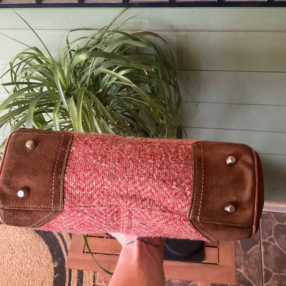 Coach Hampton Pink Tweed & Cognac Brown Leather EUC Vintage Y2K - Picture 8 of 11